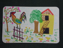 Kártyanaptár, grafikai,gyerek rajzos,baromfi udvar, 1978,   (8)