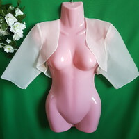Új, kb. XL-es ekrü színű, 3/4-es ujjú organza boleró