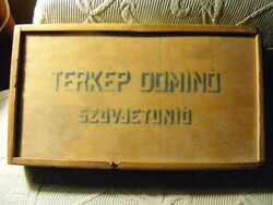 Régi fa térkép dominó eredeti dobozában Szovjetunió - 1950-es évek