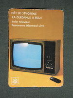 Kártyanaptár,Jugoszlávia,Szlovén ISKRA Panorama Montreal ultra televízió, 1978,   (8)