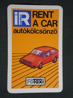 Kártyanaptár,Fötaxi autókölcsönző Budapest,grafikai, Volkswagen Golf autó,1978,   (8)