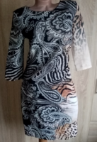 AMOR DE CUBA állat és absztrakt mintás minőségi olasz egész ruha S/M