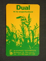 Kártyanaptár,Dual,Budapest vegyiművek,grafikai,vegyszerek, 1978,   (8)