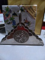 Ezüstözött  szalvétatartó, olasz ötvös mester munka herendi viktória szalvétával díszzacskóban!