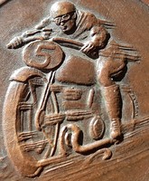 Magyar Szabadságharcos Szövetség 1950-es évek , csillag alakú, bronz motoros érem 53x53mm