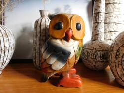 Faragott, festett nagy méretű bagoly 23.5 cm