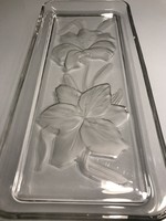 Üveg süteményes tálca savmart liliom mintával, 34 x 15 cm