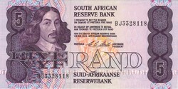 5 rand 1990-94 Dél Afrika South African signo 7. Alfa-numerikus sorszám UNC 2.