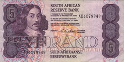 5 rand 1990-94 Dél Afrika South African signo 7. Alfa-numerikus sorszám 2.