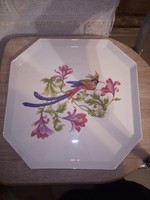 Hollóházi paradicsommadaras, Madaras porcelán nagy tál. 35 cm