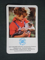 Kártyanaptár, ORWO filmgyár az NDK - ból, gyerek modell,macska, 1978,   (8)