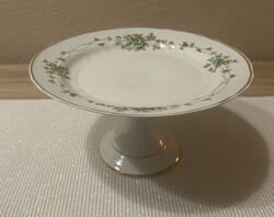 Hollóházi porcelán Erika mintás talpas tortatál