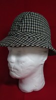 Vintage Harris Tweed Houndstooth gyapjú kézzel szőtt skót fedora kalap