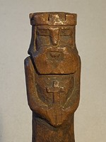 SZAKÁLLAS KIRÁLY, PAP, SZENT EMBER, KERESZTÉNY EGYHÁZI, VALLÁSOS FARAGOTT FA SZOBOR 14.5 CM