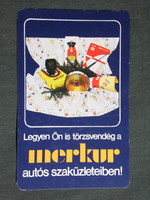 Kártyanaptár,MERKUR autókereskedelmi vállalat,autósboltok,Budapest,Pécs,Debrecen,  1979,  (8)