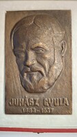 Juhász Gyula 1883 - 1937 nagyméretű bronz dombormű  , plakett   7, 3 x 12 , 3 cm