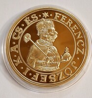 Ferenc József millenniumi 9 dukát 1896 , aranyozott utánveret , érem certificate díszdobozban