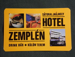 Kártyanaptár,Zemplén Hotel,Drink Bár, Sátoraljaújhely, 1979,  (8)