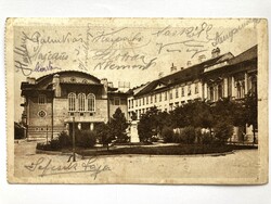 Sopron, Városi színház, Liszt Ferenc szobor képeslap, Schöberl Antal fényképész - 1920-as évek