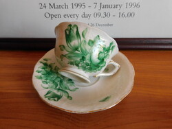 Herendi zöld tulipános kávés (mokkás) szett - két kis hibával