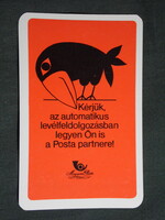 Kártyanaptár,Magyar Posta,grafikai,reklám figura holló, 1979,  (8)
