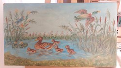 (K) Vadkacsás naív festmény   80x45 cm