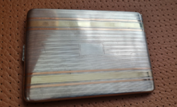 Sterling (0,925) ezüst cigaretta tárca 14K arany betétekkel