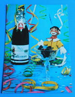 Újévi üdvözlet 1977., Talisman pezsgő, bohóc pohárban, szerpentin
