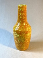NARANCSSÁRGA ALAPON CITROM SÁRGA RÜCSKÖS, RETRO KERÁMIA VIRÁG VÁZA 31 CM