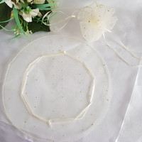 ÚJ, kör alakú, csillogó ekrü organza dísztasak, ajándék tasak