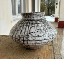 Ritka öblös Gyönyörű retro szürke kerámia  váza , nosztalgia,  Hódmezővásárhelyi midcentury modern
