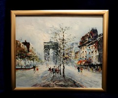 60X70 cm external frame with gift oil painting, in excellent condition