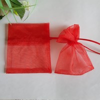 ÚJ, piros színű organza dísztasak, ajándék tasak – kb. 7x9-10cm