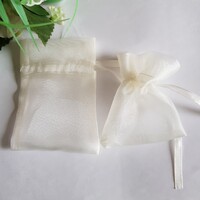 ÚJ, krém/ekrü színű organza dísztasak, ajándék tasak – kb. 7x9-10cm