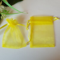 ÚJ, citromsárga organza dísztasak, ajándék tasak – kb. 7x9cm