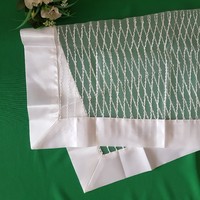 Új, hófehér és átlátszó organza asztalterítő szatén széllel - 80x80cm