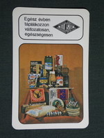 Kártyanaptár,Cegléd élelmiszer vállalat,ABC üzletek,sajt,szörp,üdítőital,olaj, 1980,  (8)
