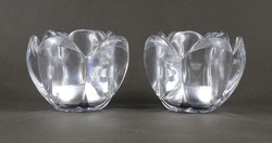 1T861 Royal Copenhagen Mini Lotus kristály gyertyatartó pár eredeti dobozában
