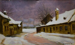 Markó Ernő (1868-1945) FALUSI UTCA TÉLEN
