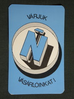 Kártyanaptár,Tolna megyei Népboltok,grafikai, Szekszárd,Bonyhád,Paks,Tolna,Dombóvár, 1980,  (8)