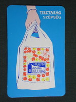 Kártyanaptár,Higiénia vegyiáru üzletház,Budapest,grafikai,reklám szatyor, 1980,  (8)