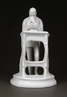 1F876 Antik imádkozó Ferenc József biszkvit porcelán szobor talapzaton 14 cm