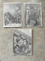 Nagy Gyula 3 darab ceruza rajz 1942