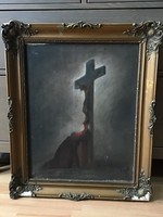 Régi Mesterházy Dénes olajfestmény fellelt állapotban.