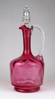1L456 Antik gyönyörű színezett pikkelyes fújt dugós üveg 26.5 cm ~ 1890 körül
