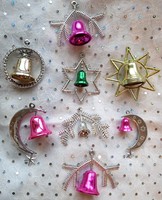 Retro műanyag karácsonyfa dísz 8db 6-7cm