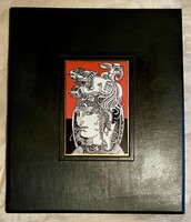 Szász Endre ,porcelán kép , bőr keretben