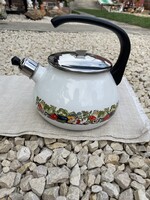 Zománcos virágos teáskanna kanna teafőző falusi paraszti nosztalgia hagyatéki