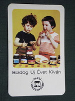 Kártyanaptár,Paks konzervgyár,gyümölcs lekvár,gyerek modell, 1980,  (8)