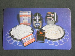 Kártyanaptár,Középmagyarországi tejipari vállalat,Gomolya sajt,túró,teavaj,1981,  (8)